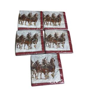 Budweiser Clydesdales Christmas Napkins 16 Count 12 7/8in x 12 3/4in. Lot of 1